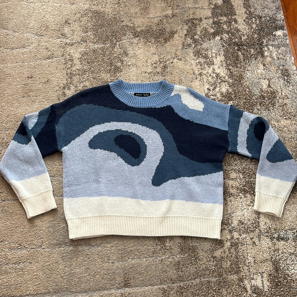 Used once SHEIN different shades of blue sweater very nice and warm!